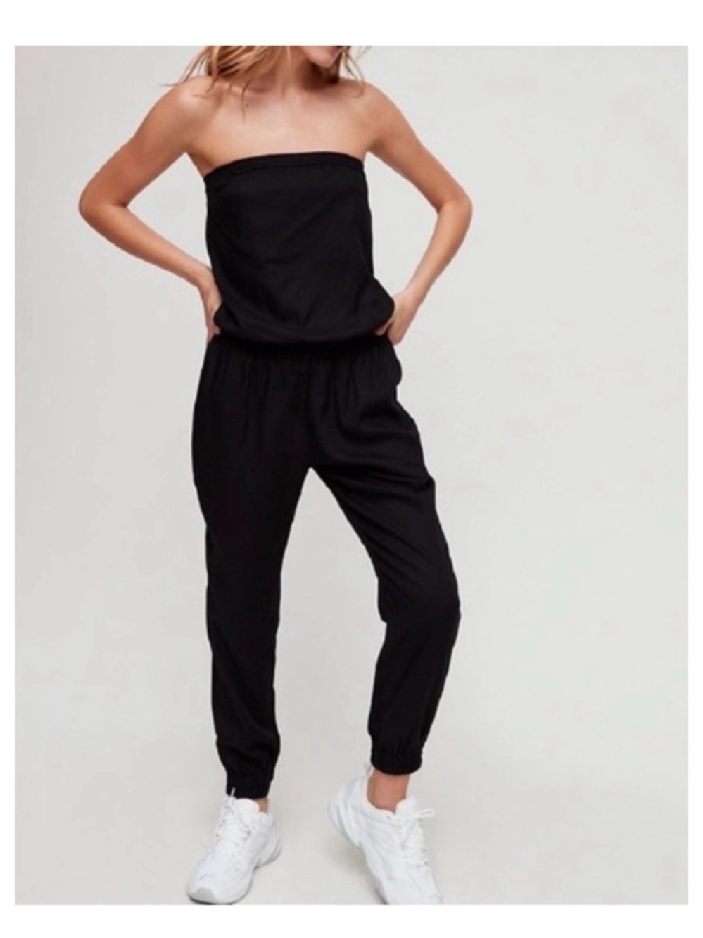 Aritzia Sunday Best Tabata Strapless Versatile Jumpsuit Jogger in Black Sz M